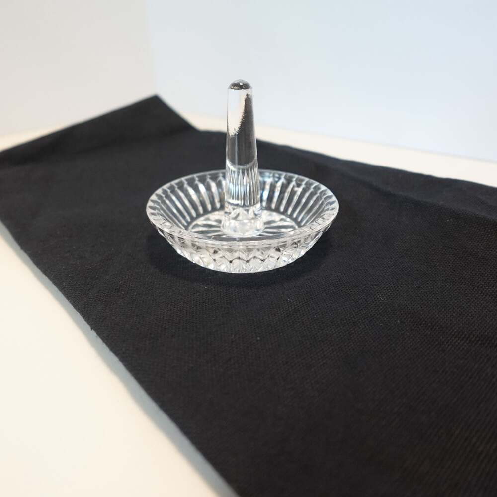 Vintage Clear Cut Glass Ring Holder Trinket Dish